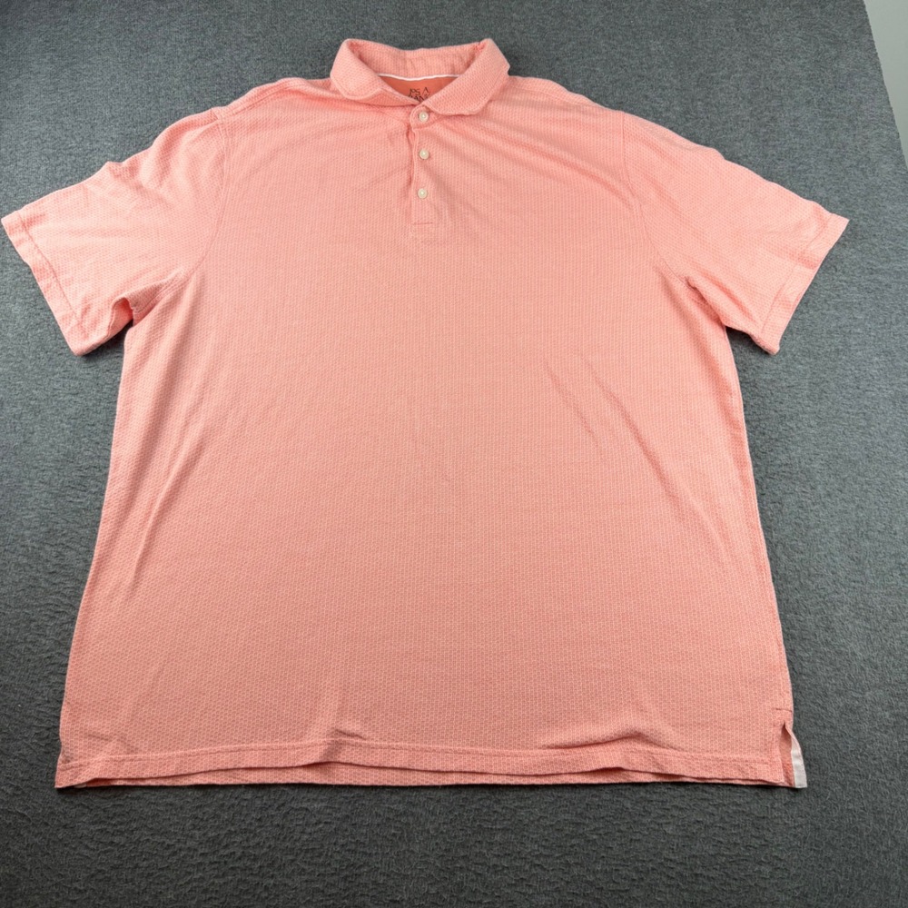 Jos. A. Bank Polo Shirt Men's 2XLT Coral‎ Pink Traditional Fit Honeycomb Cotton